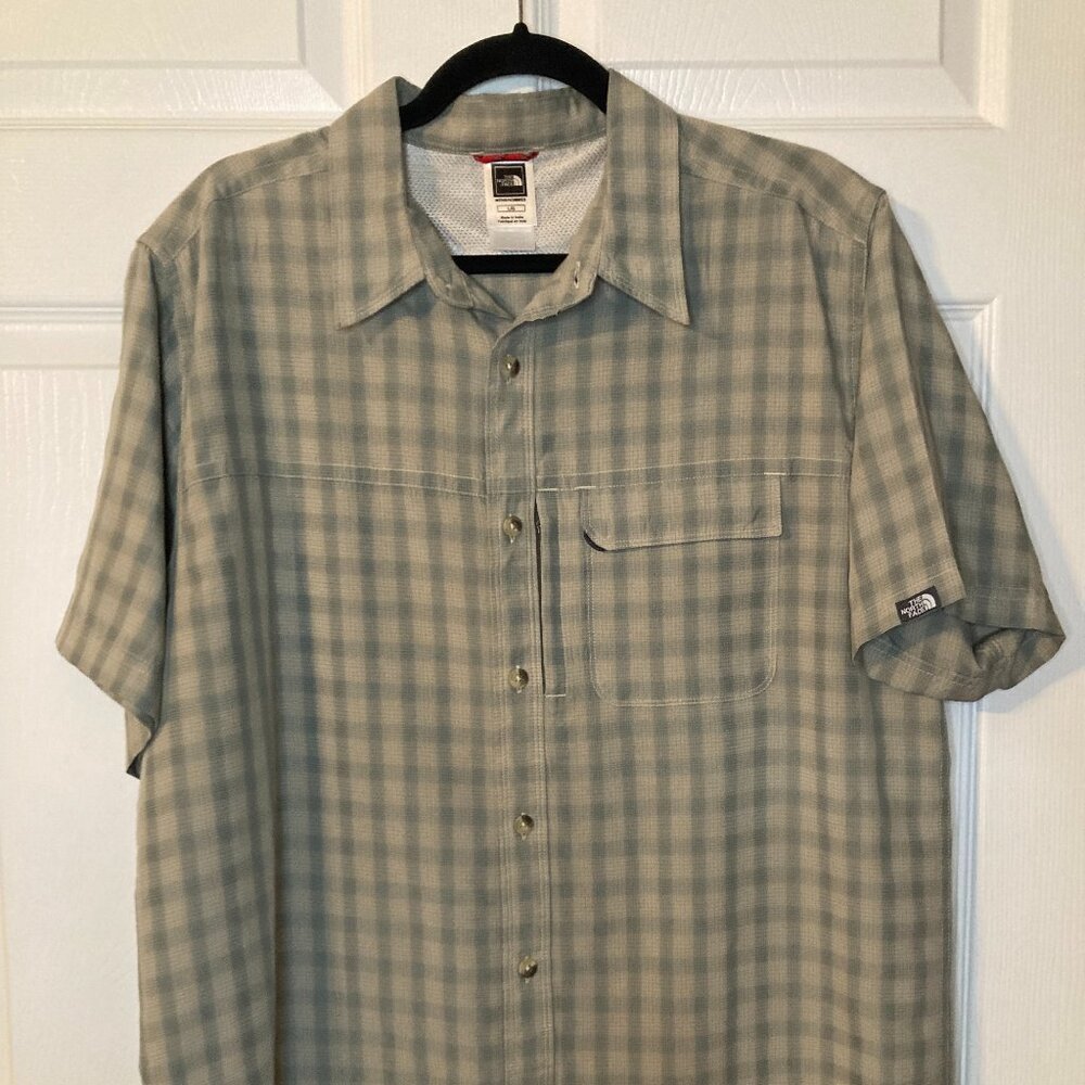The North Face Men's Short Sleeve Button Down - Green Plaid - Size L